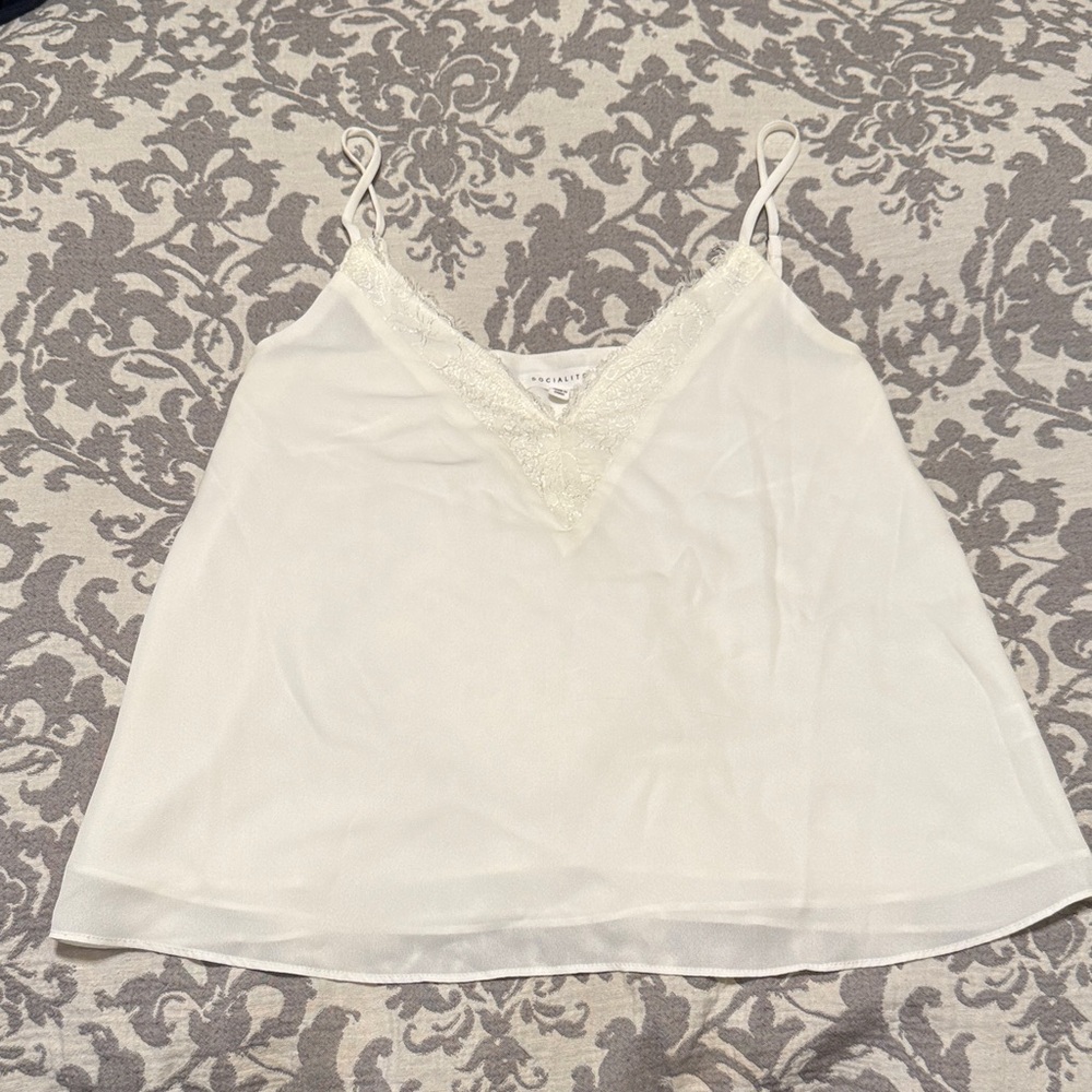 Socialite White Lace Trim Camisole